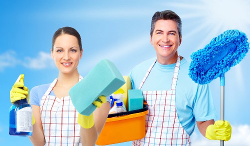 Bedroom domestic cleaning with fresh linens and dust-free furniture